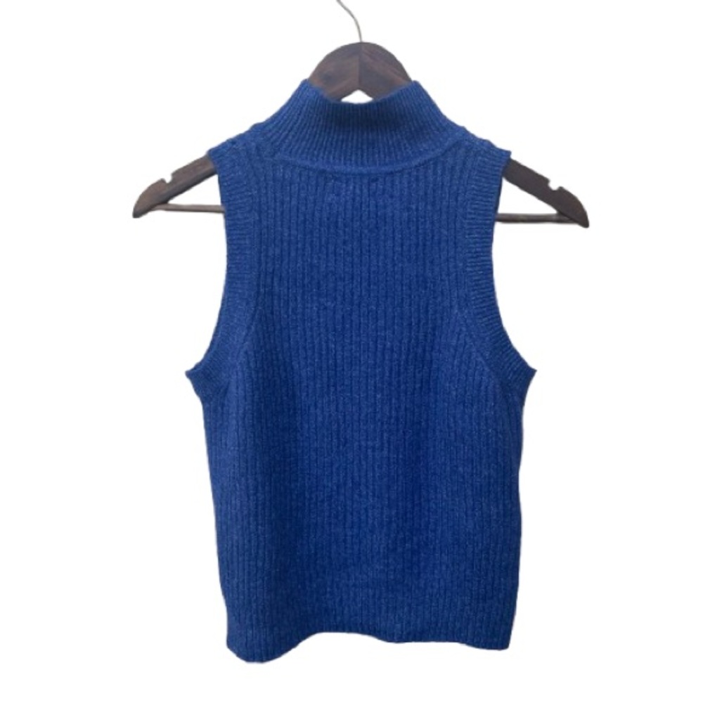 Jessica Simpson Women's Blue Knit Mock Neck Sweater Tank Top Medium